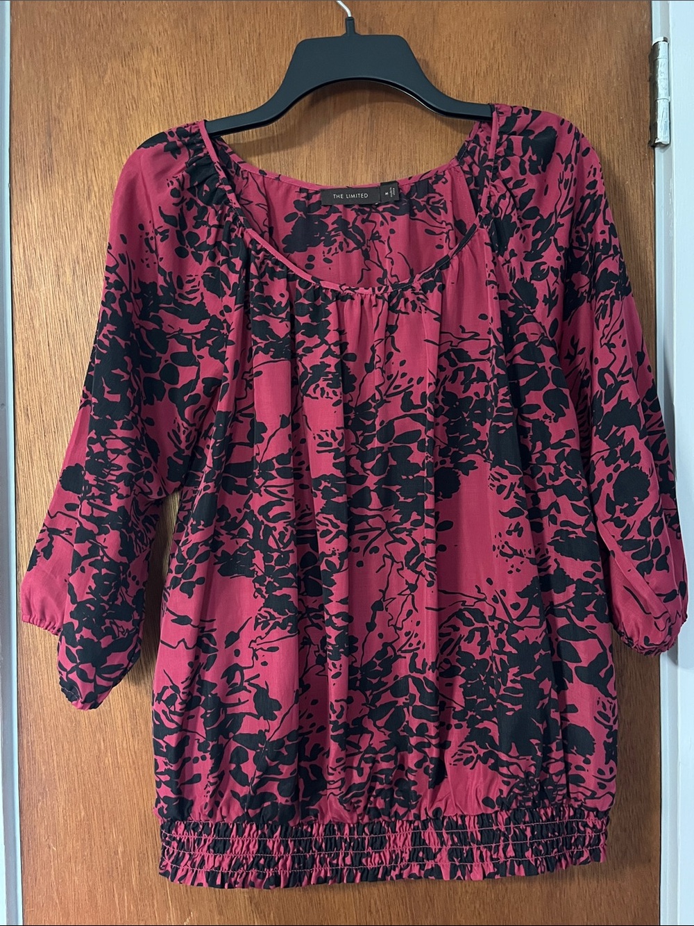 The Limited Black and Berry Floral Peasant Tunic